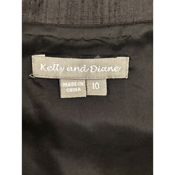 VINTAGE 100% Silk Black Embellished "Jean" Style Jacket by Kelly & Diane Size 10 - Picture 7 of 7